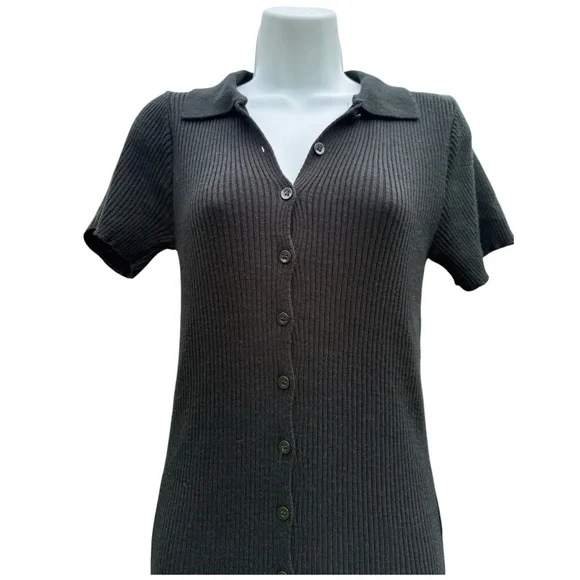Pretty Little Thing BLACK SOFT KNIT BUTTON THROUGH DRESS Size Small - Picture 2 of 7